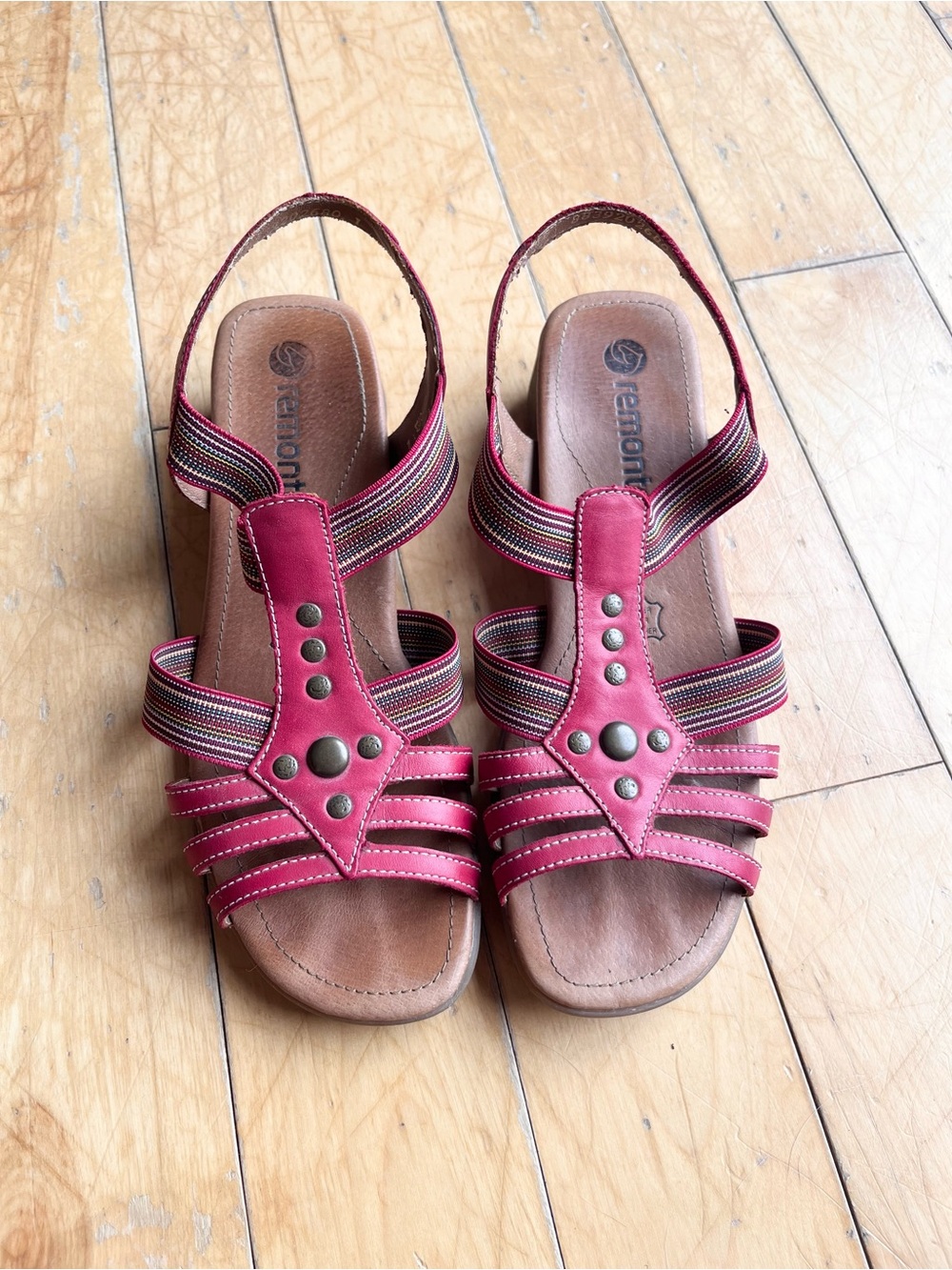 Remonte Leather Slingback Elastic Straps Sandal Size 39